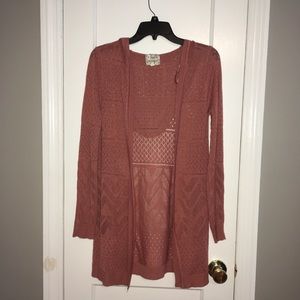 Pink hooded cardigan